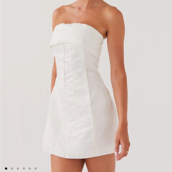 Bombshell Tube Mini Dress - White Pearl - Picture 1 of 5